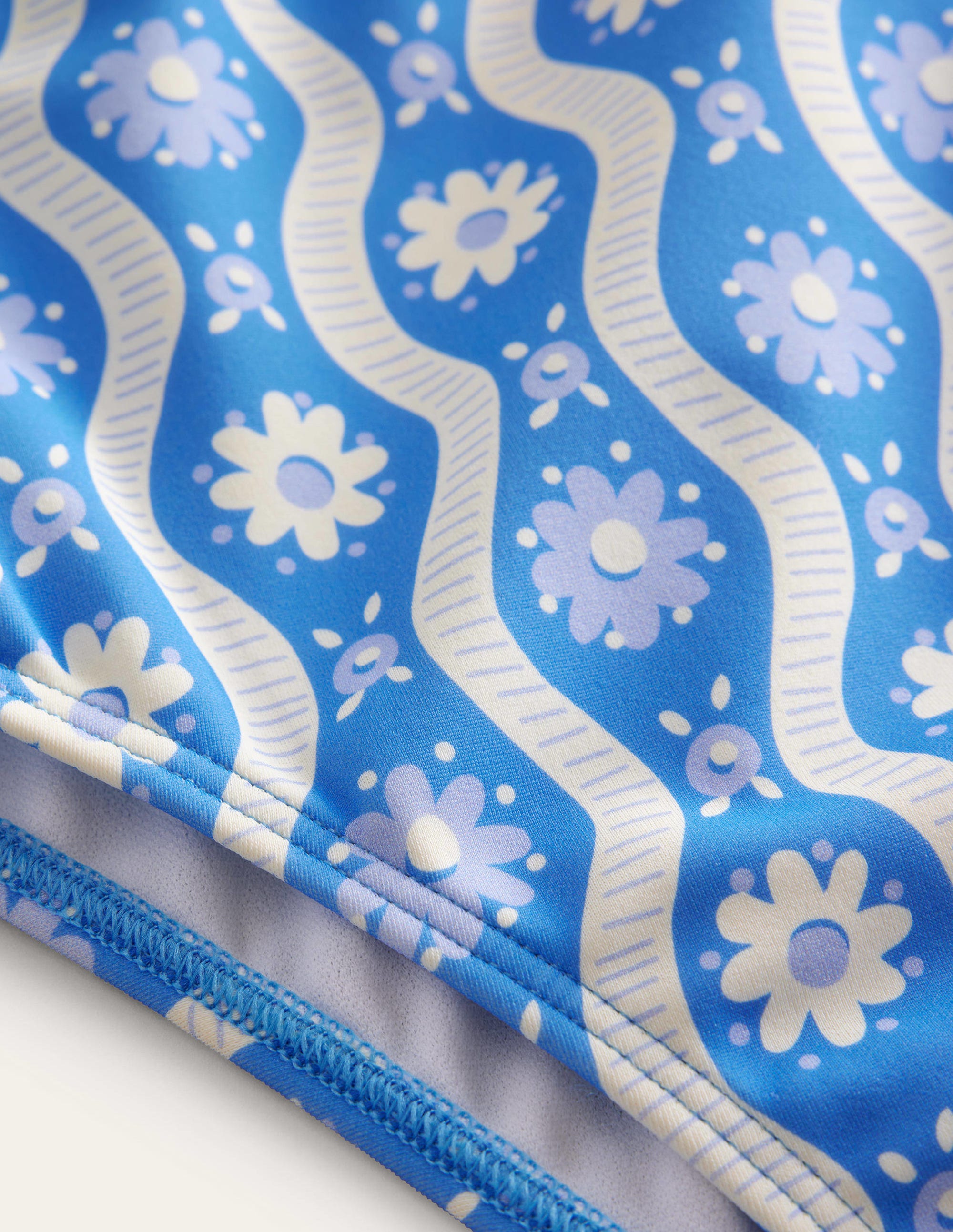  High Waisted Bikini Bottoms-Penzance Blue Daisy Wave、mySite、ashleygrahame