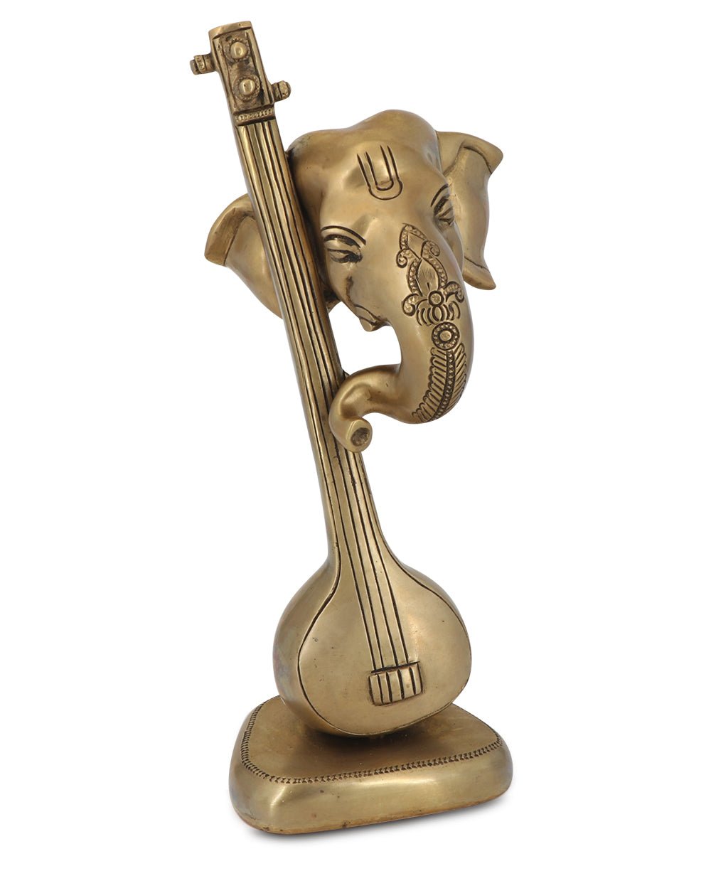 Artistic Abstract Brass Ganesh Statue Playing Sitar、mySite、topwebapps
