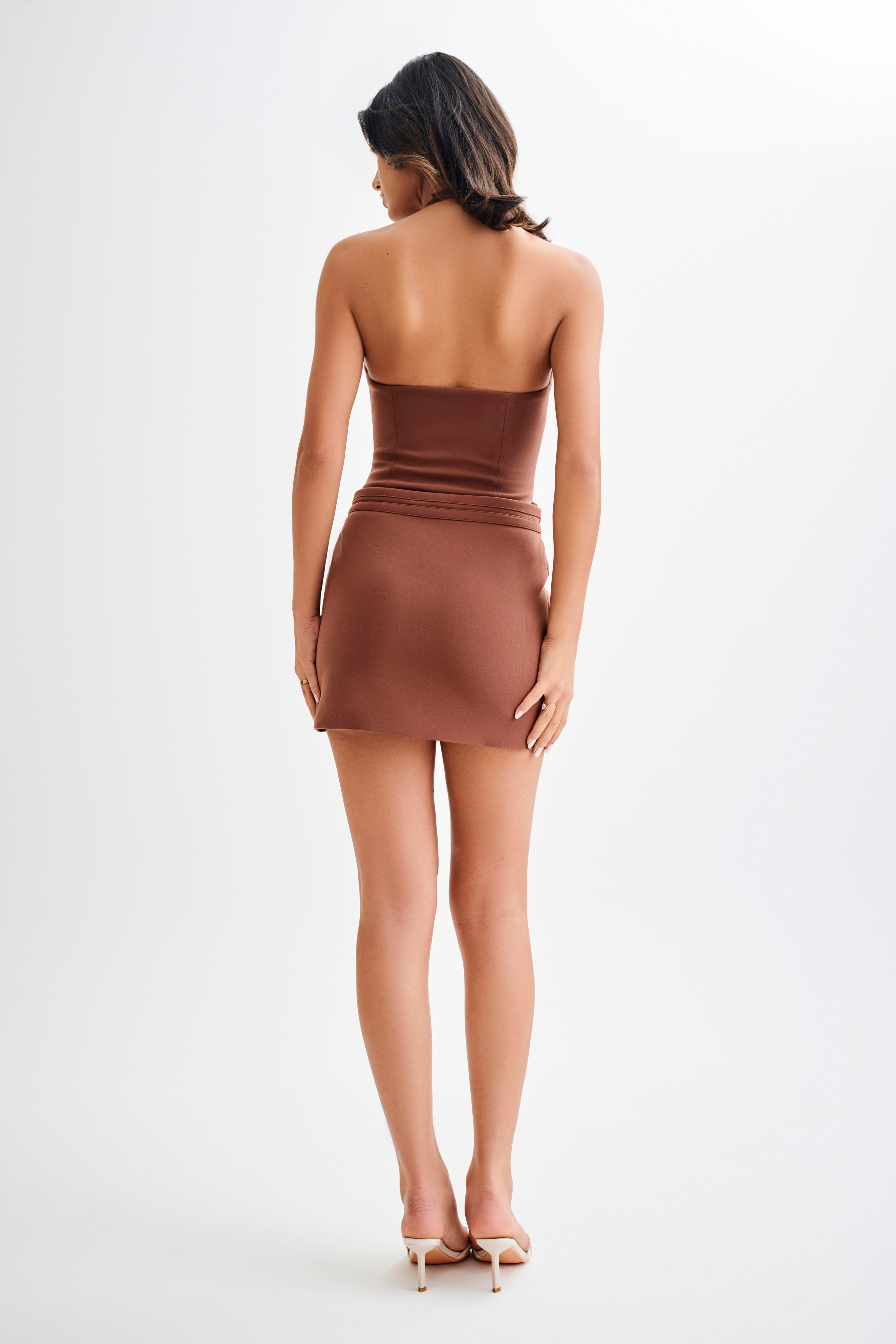 Letitia Suiting Mini Skirt With Buckle - Wood、mySite、solidvoid