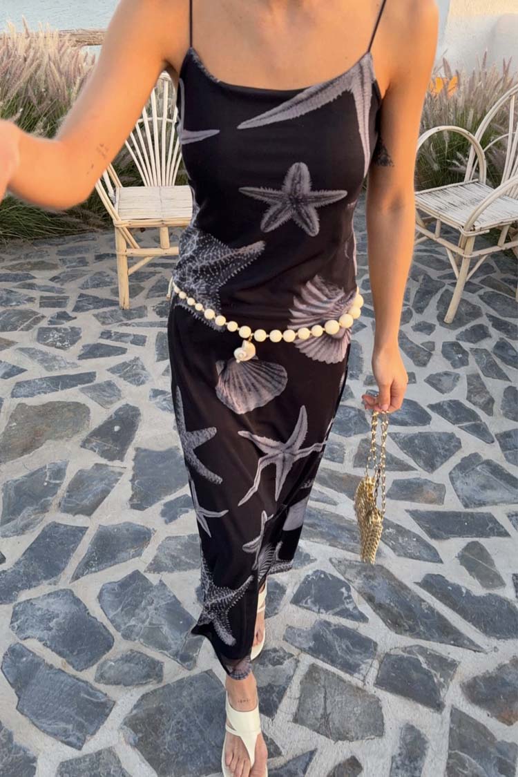 Black Seashell Mesh Cami Dress、mySite、solidvoid