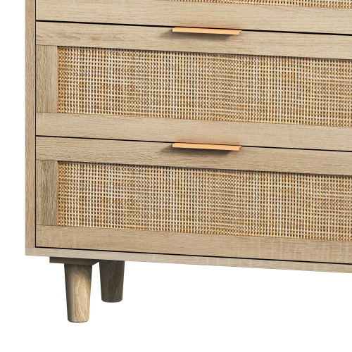 51.18"6-Drawers Rattan Storage Cabinet Rattan Drawer,for Bedroom,Living Room,Natural (Same SKU:W757P198980)、、casual