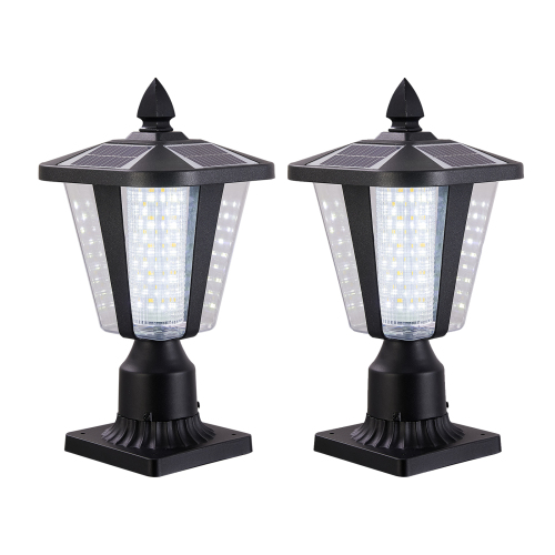 15"(H) Solar Powered Outdoor Lantern, Modern Garden Light with LED for Pathways, Yards, and Driveways (2-Pack)、、eastwooduniform