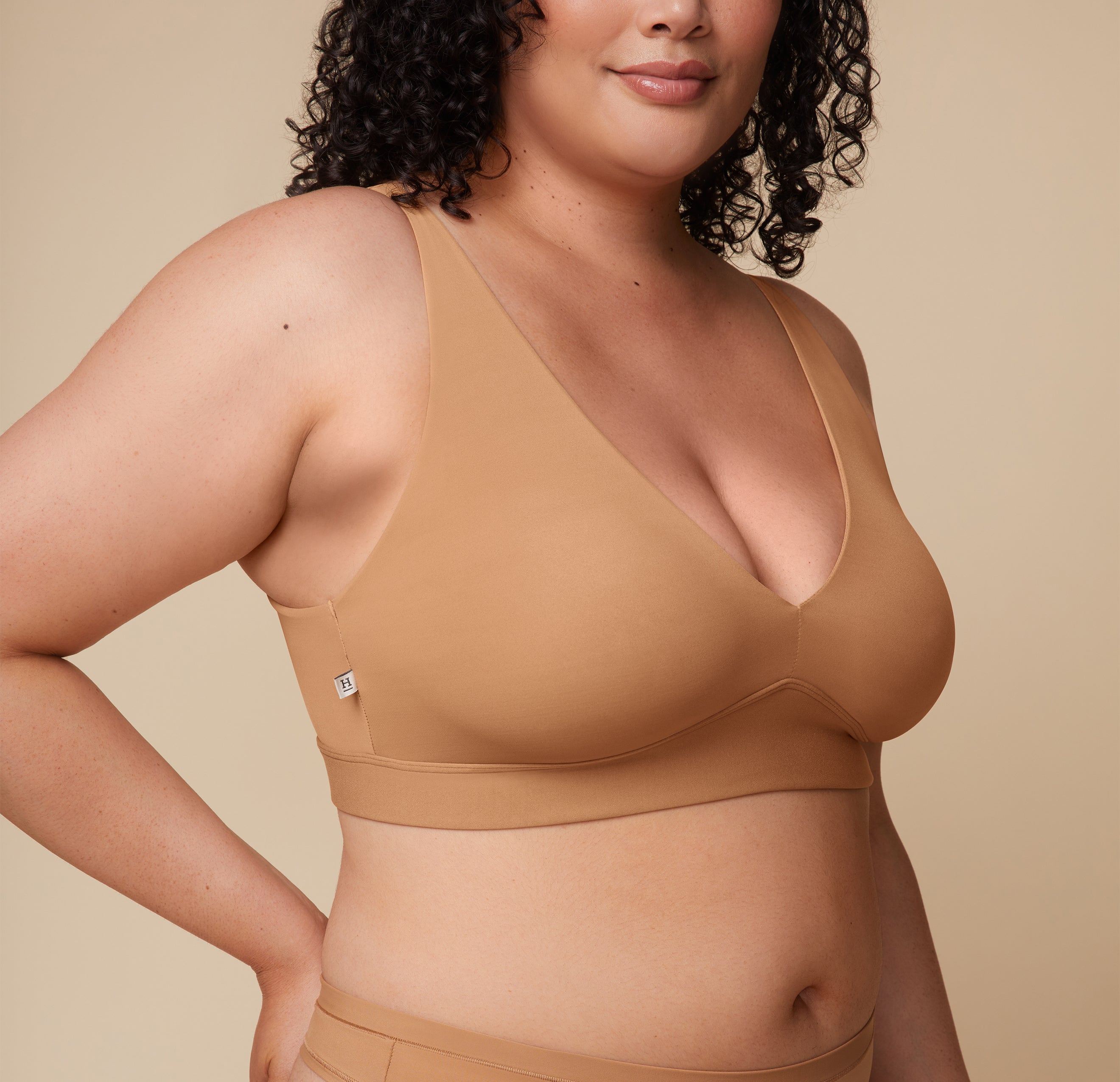 Bliss Plunge Adjustable Bralette - Tan、mySite、bengalsvssteelers