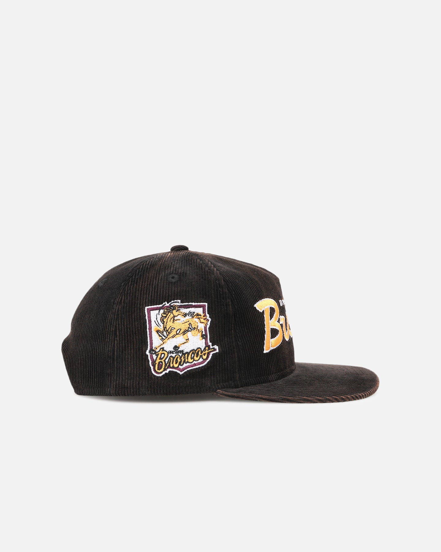 New Era Brisbane Broncos 'NRL Golfer Washed Black' Pre-Curved Corduroy Golfer Snapback Washed Black、mySite、zt4zffjzw