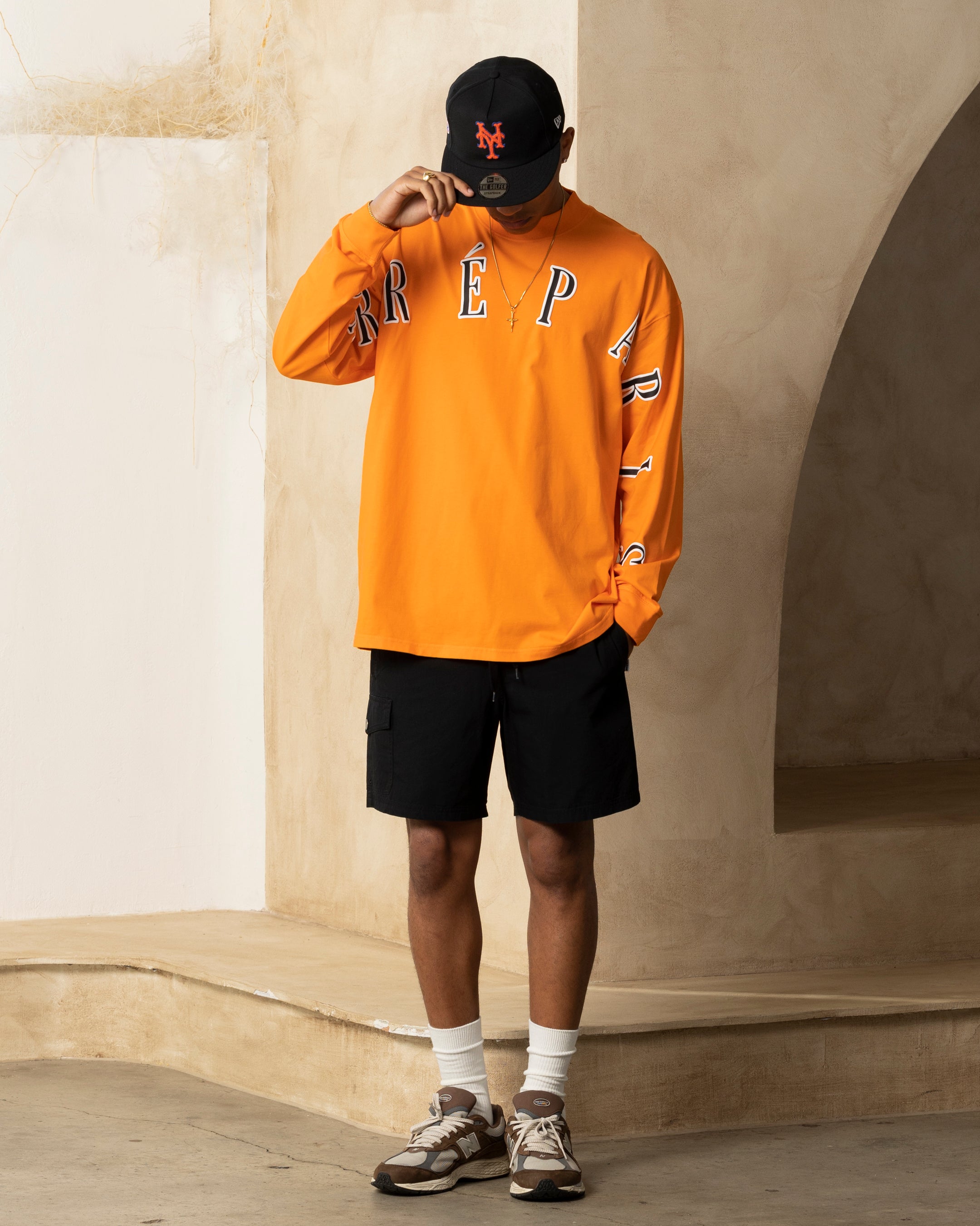 Carre Global Oversized Long Sleeve T-Shirt Orange、mySite、zt4zffjzw
