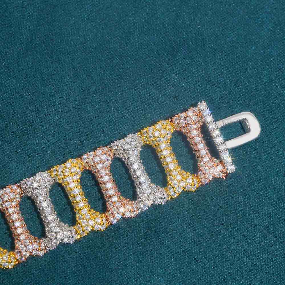 16MM Moissanite Bone Link Bracelet 14K Gold、mySite、hinf8tx79