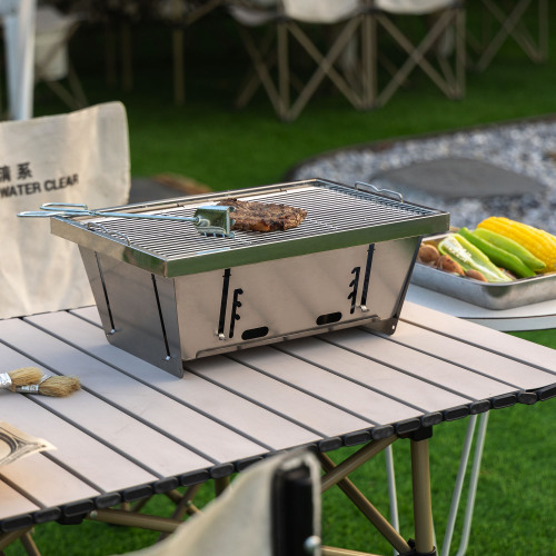 Folded portable BBQ outdoor charcoal barbecue set for picnic patio camping、、eastwooduniform