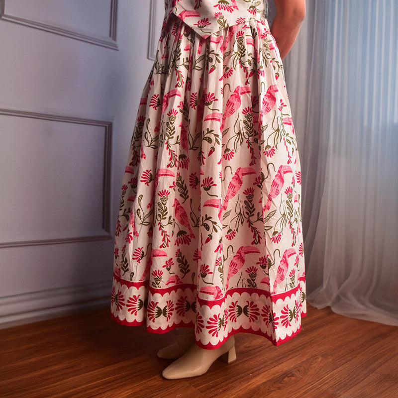 Cotton Co Ord Set For Women | Vest & Skirt | Block Print | Pink、mySite、camillekostekn