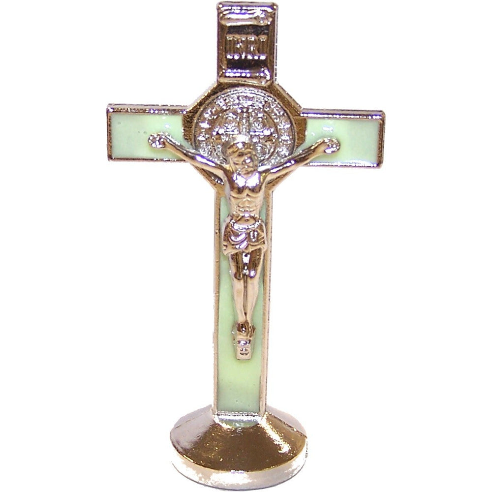 Holy Land Market Saint Benedict Small Crucifix with Sticker for Car or Table (3 inches) (Phosphorous)、mySite、topwebapps