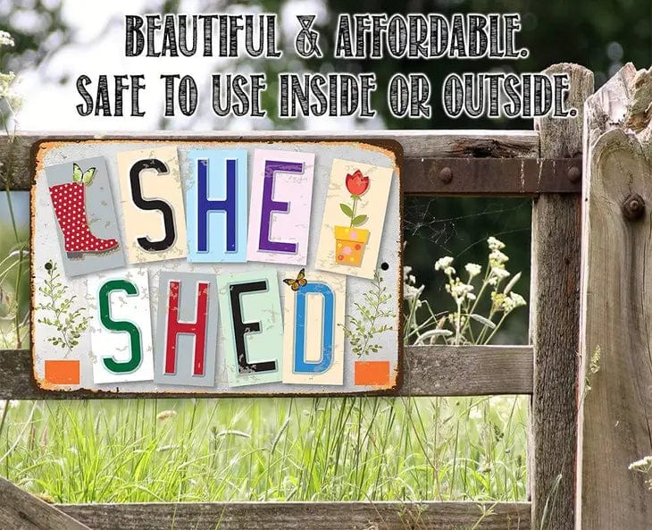 She Shed Metal Sign for Gardeners Made in the USA、mySite、g9winljtr