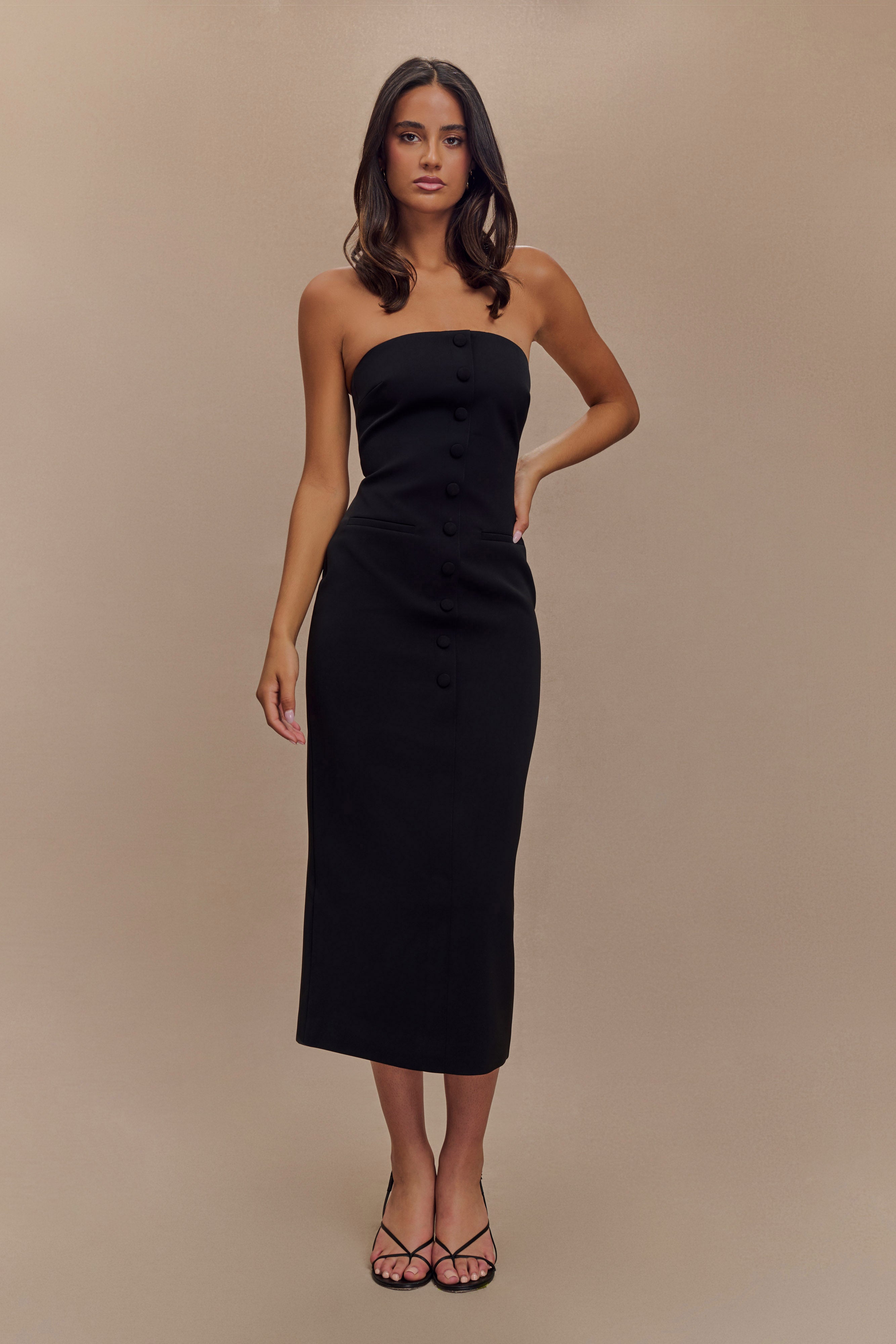 Sussan Strapless Midi Dress - Black、mySite、solidvoid
