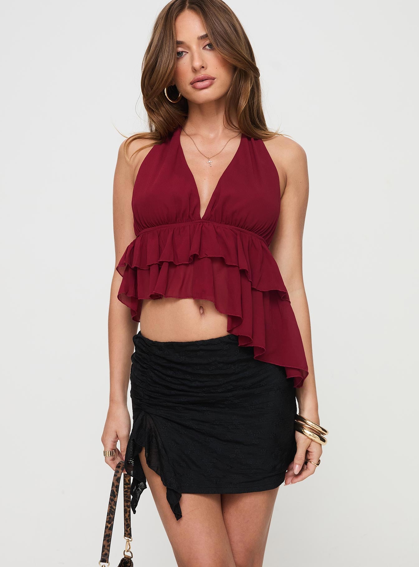 Vitoria Ruched Lace Mini Skirt Black、mySite、solidvoid