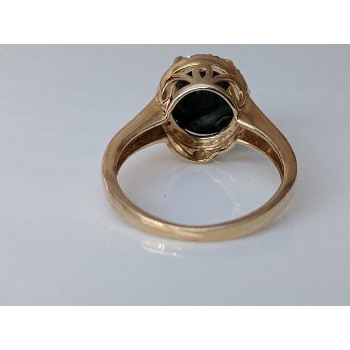 Malachite & Diamond Halo Ring in 10K Yellow Gold-Perfect and Affordable Engagement Ring!、mySite、g9winljtr