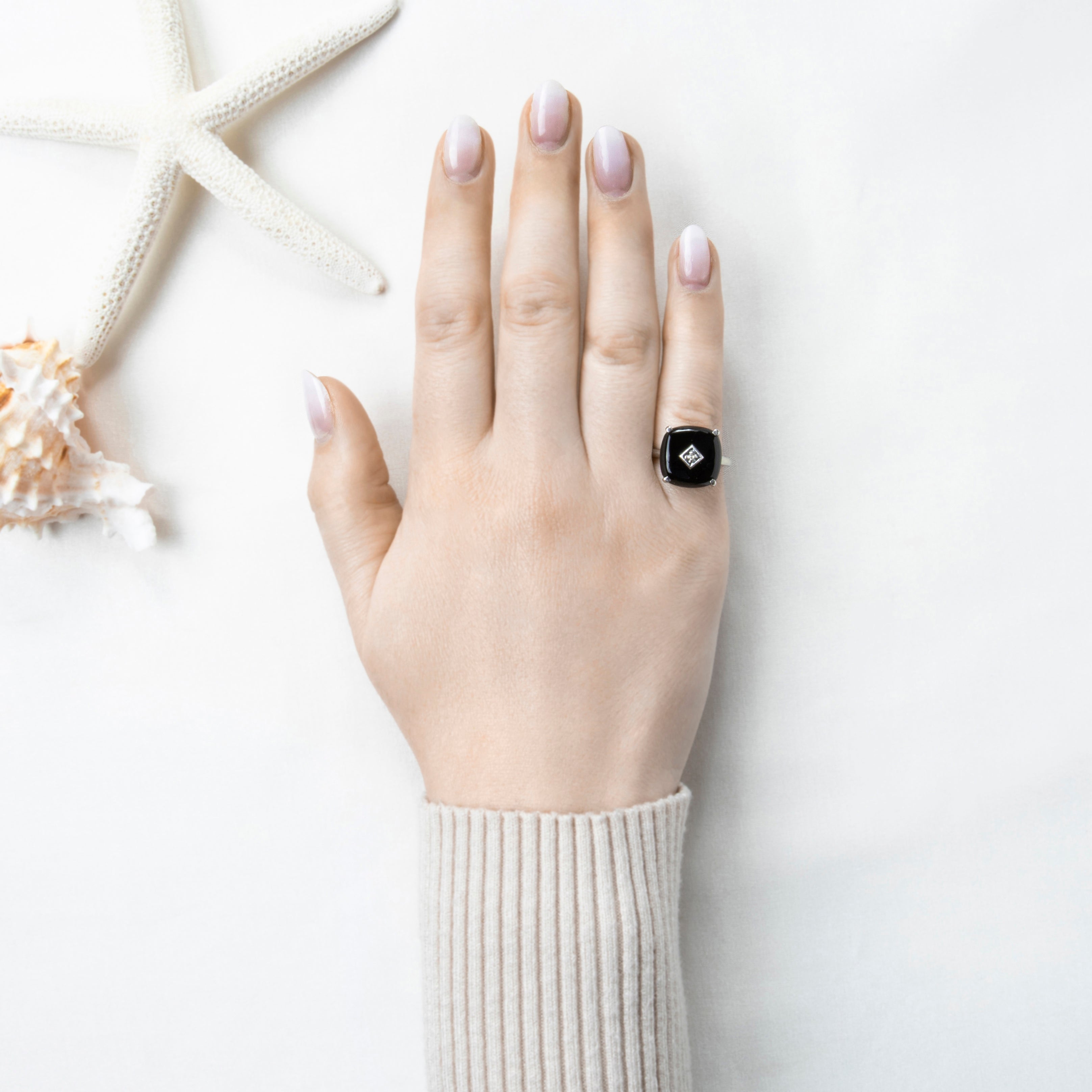 Vintage 10k White Gold 5ct Onyx Diamond Art Deco Style Ring 6.50、mySite、hinf8tx79