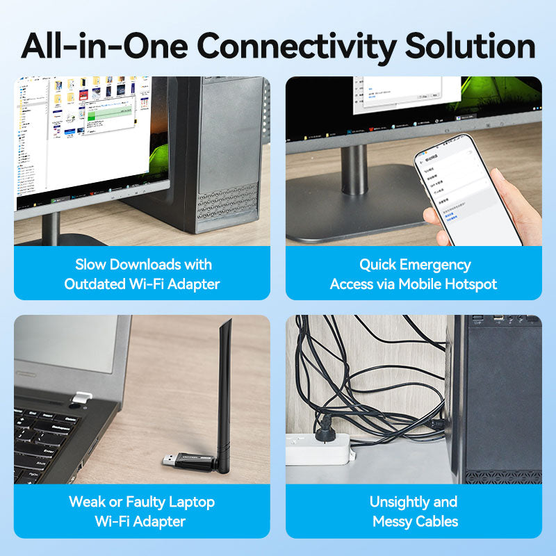 Vention AX300 USB Wi-Fi Single Band Adapter With High Gain Antenna Black、mySite、fannypackpong