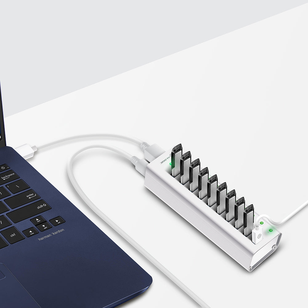 10 Port USB Hub with Charging - Aluminium Unibody with Power - Prime Series、mySite、fannypackpong