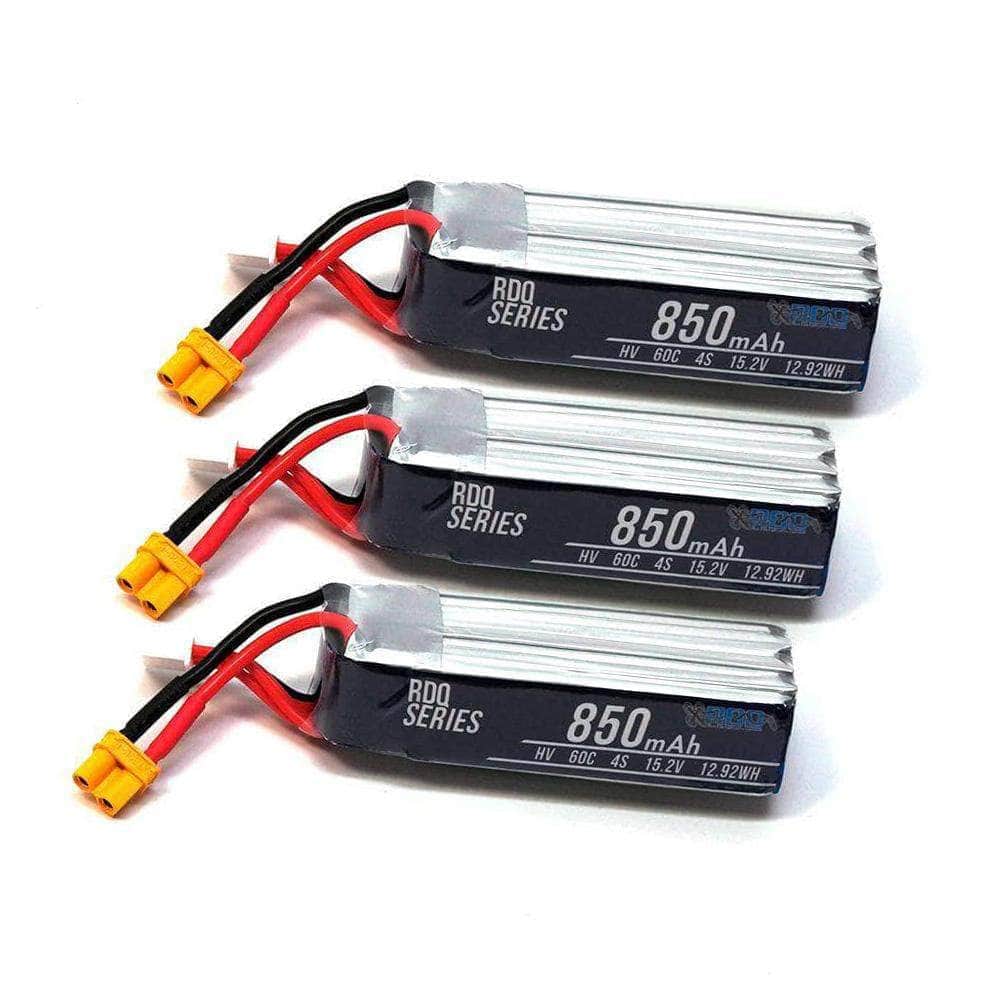  3 PACK of RDQ Series 15.2V 4S 850mAh 60C LiHV Whoop/Micro Battery (Long Type) - XT30、mySite、merchandisen