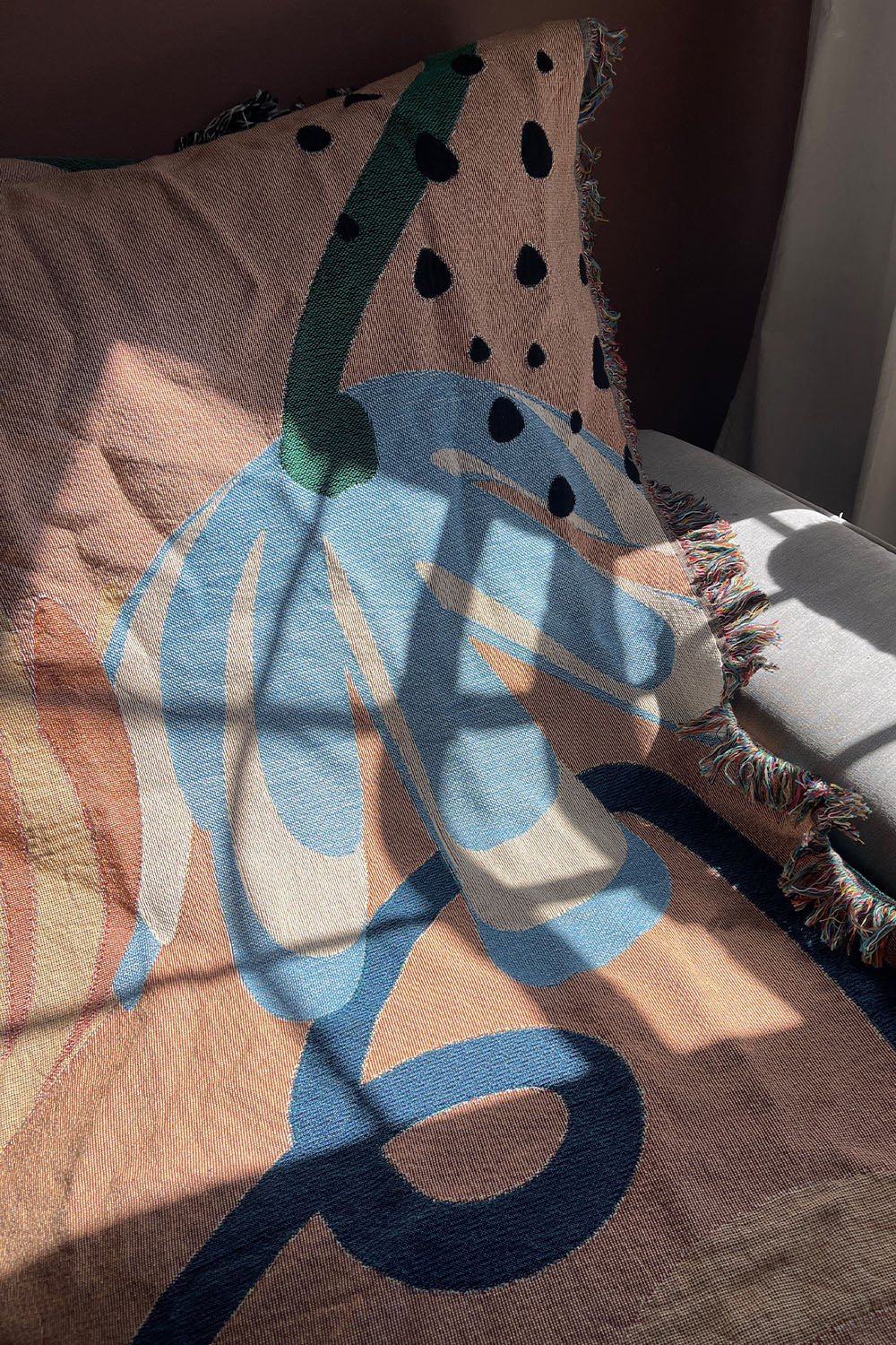 Abstract Floral Pink Cotton Woven Throw Blanket、mySite、gigharbornorthrealestate