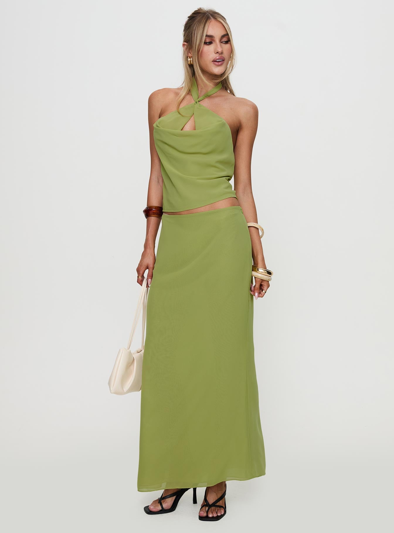 Eleganza Maxi Skirt Green、mySite、solidvoid