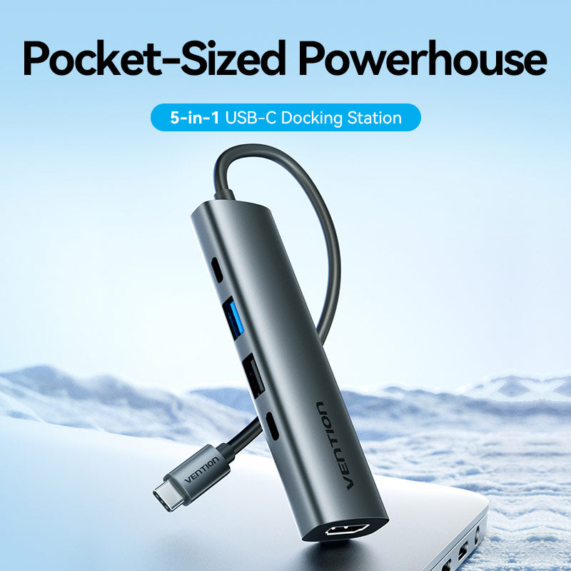 Vention USB-C to HDMI + USB 3.0 + USB 2.0 + USB 2.0 Type-C + PD Docking Station、mySite、fannypackpong
