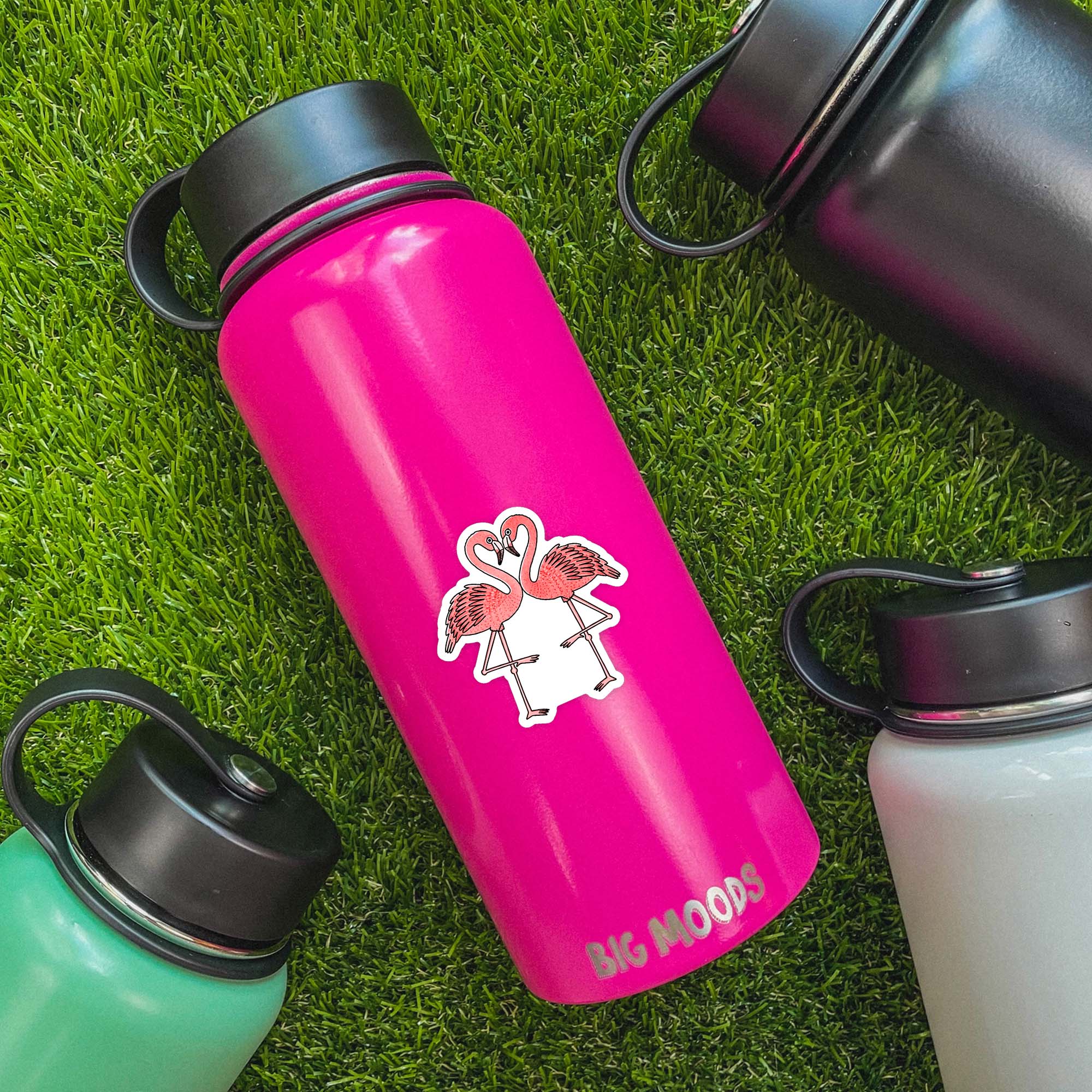  Pink Flamingos Heart Sticker、mySite、ghnorth