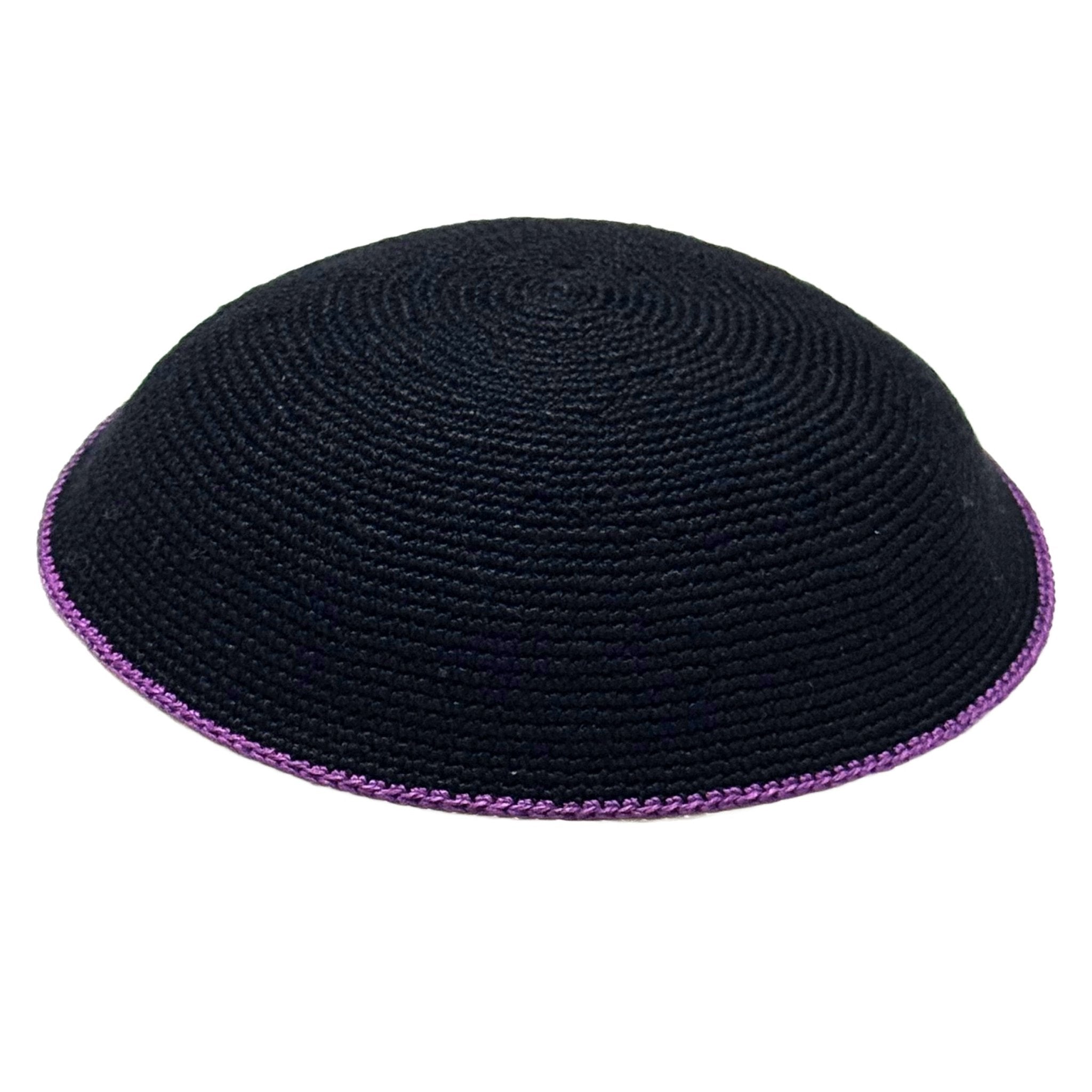  Knit Black Kippah with Purple Trim、mySite、elrpsem3k