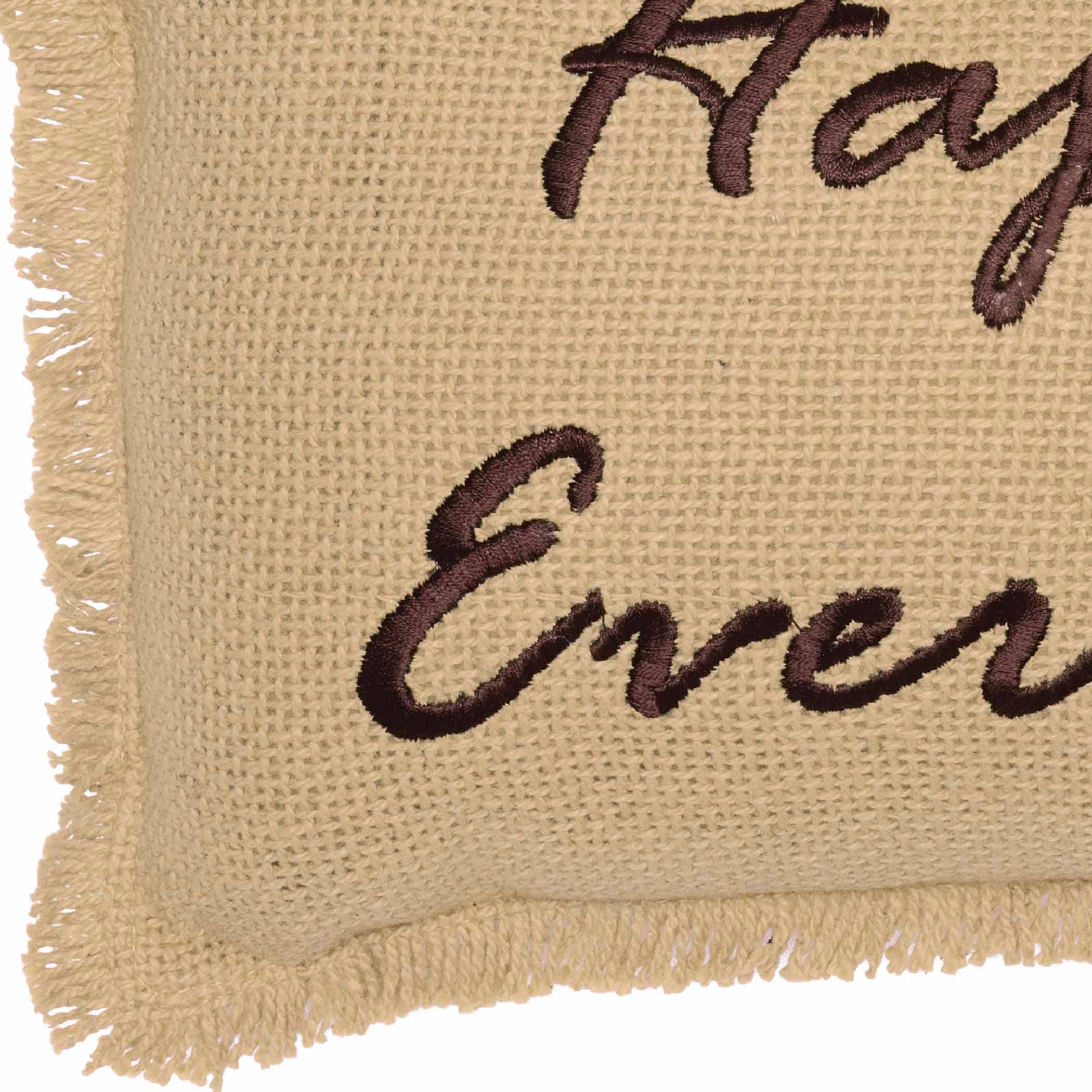 Happily Ever After Burlap Country Primitive Throw Pillow *、mySite、g9winljtr