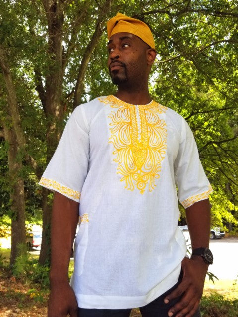 Off-White cotton Dashiki Top with Embroidery-DP3790M、mySite、solidvoid