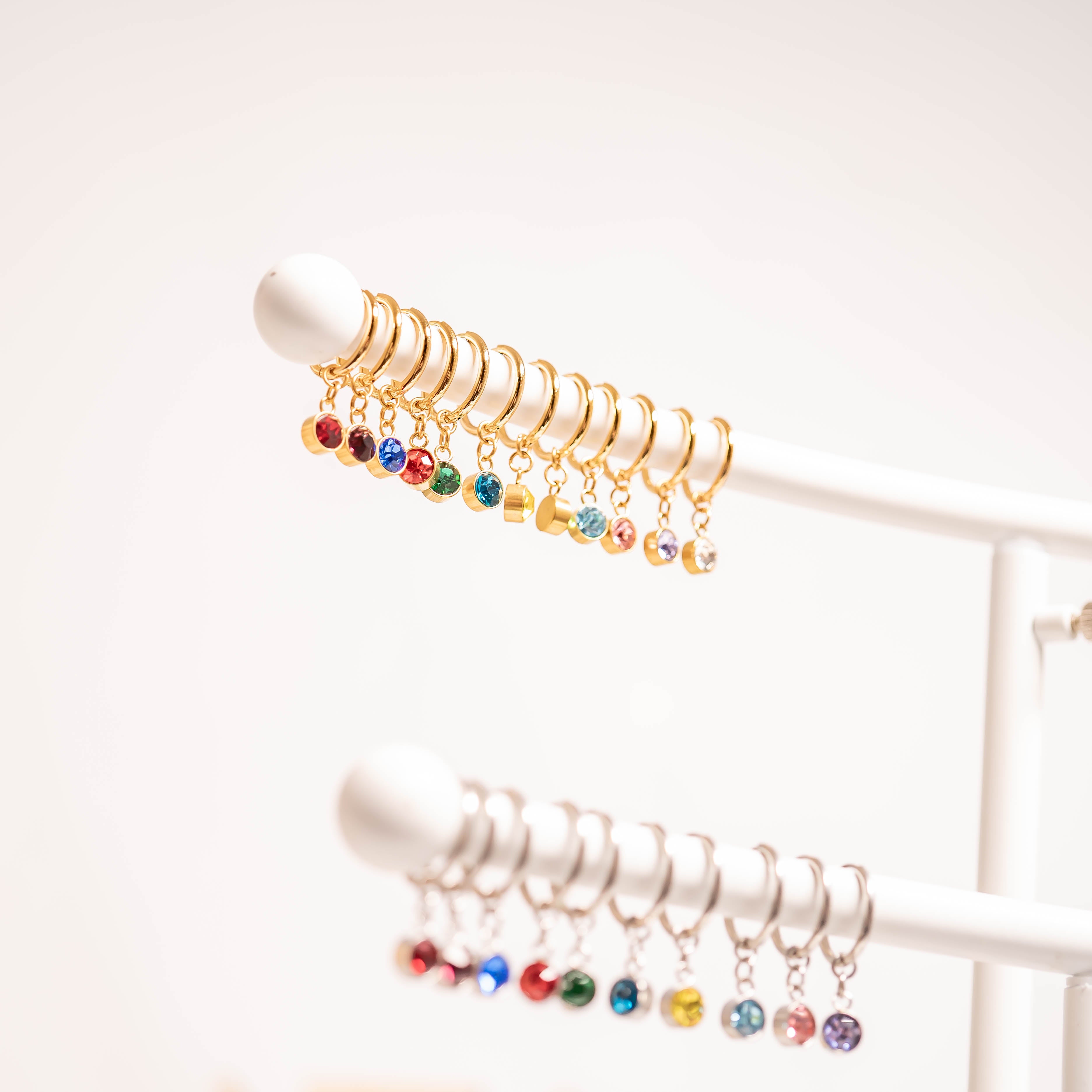 18K Gold PVD Birthstone Huggie Earrings / ERJ0074、mySite、dreamappss