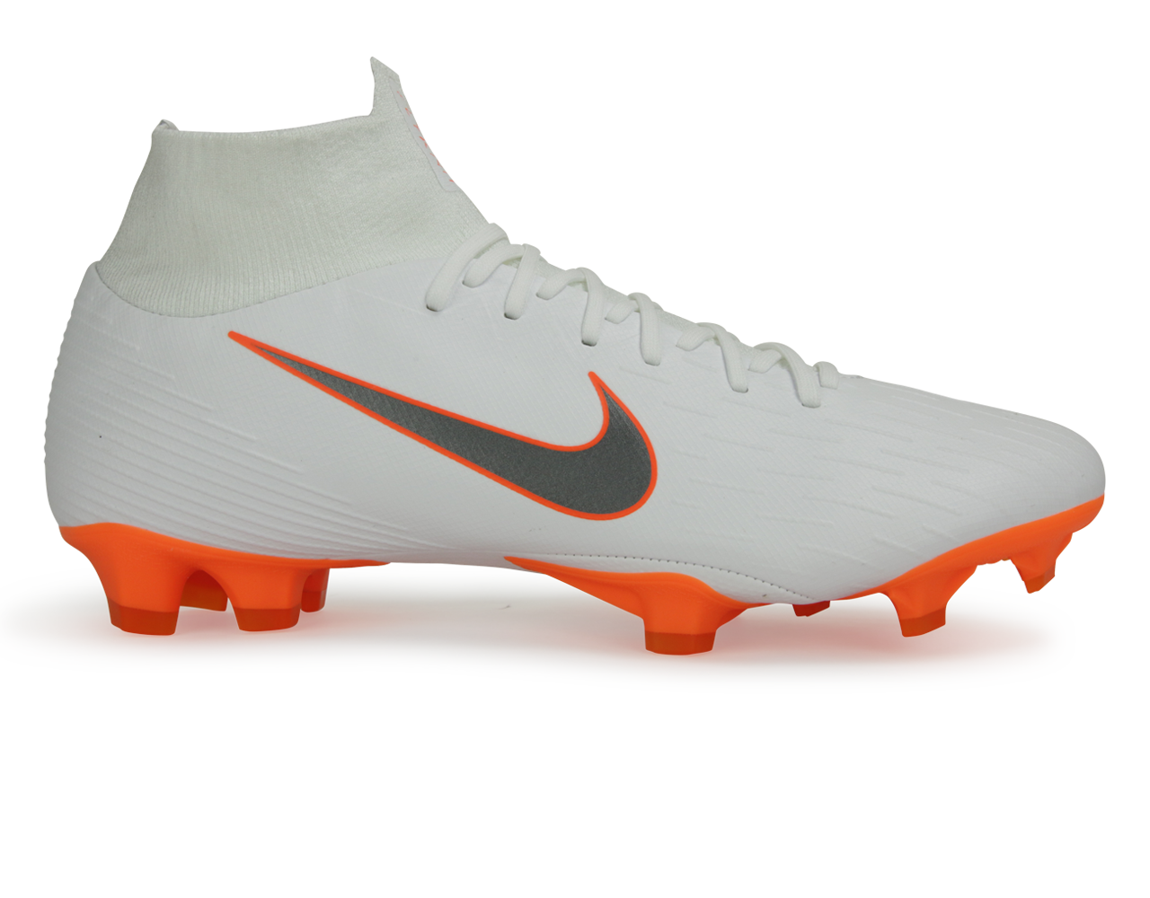 Nike Men's Mercurial Superfly 6 Pro FG White/Metalic Cool Grey/Total Orange、mySite、noshort