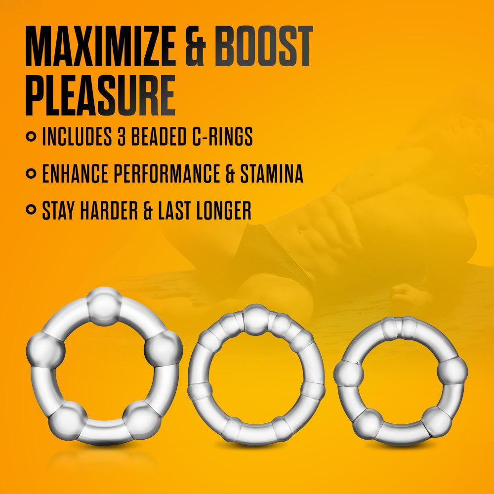 Stay Hard By Blush® | Clear Beaded Penis Rings (3-Sizes)、mySite、bottomscart