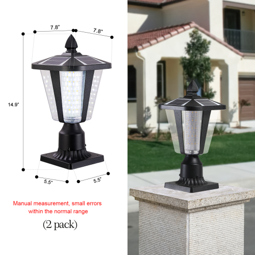 15"(H) Solar Powered Outdoor Lantern, Modern Garden Light with LED for Pathways, Yards, and Driveways (2-Pack)、、eastwooduniform
