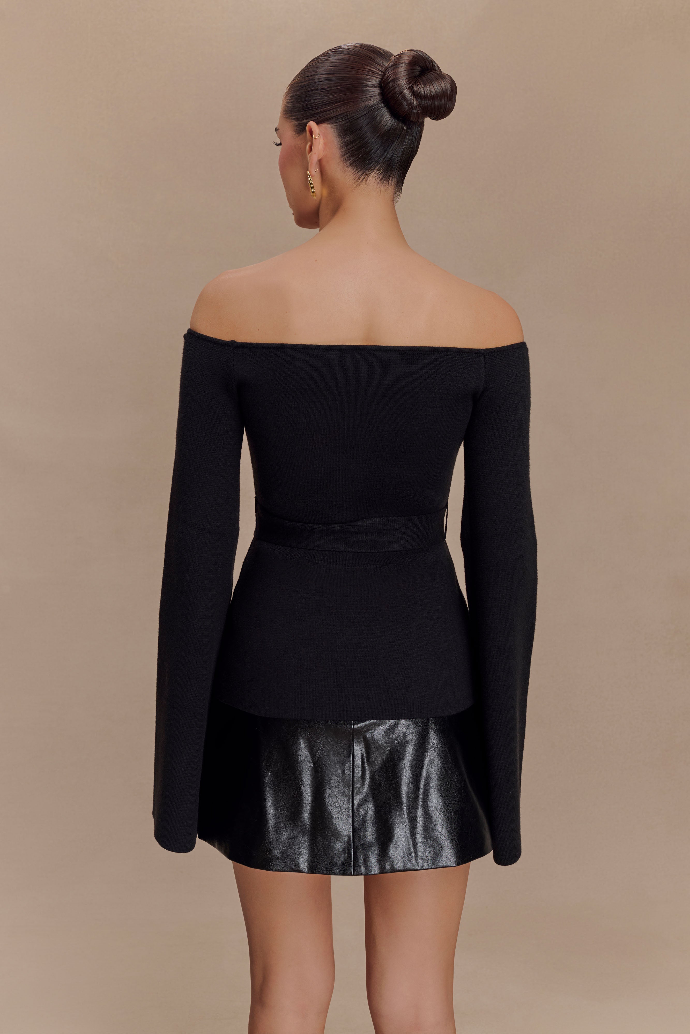 Kyle Off Shoulder Knit Top - Black、mySite、solidvoid