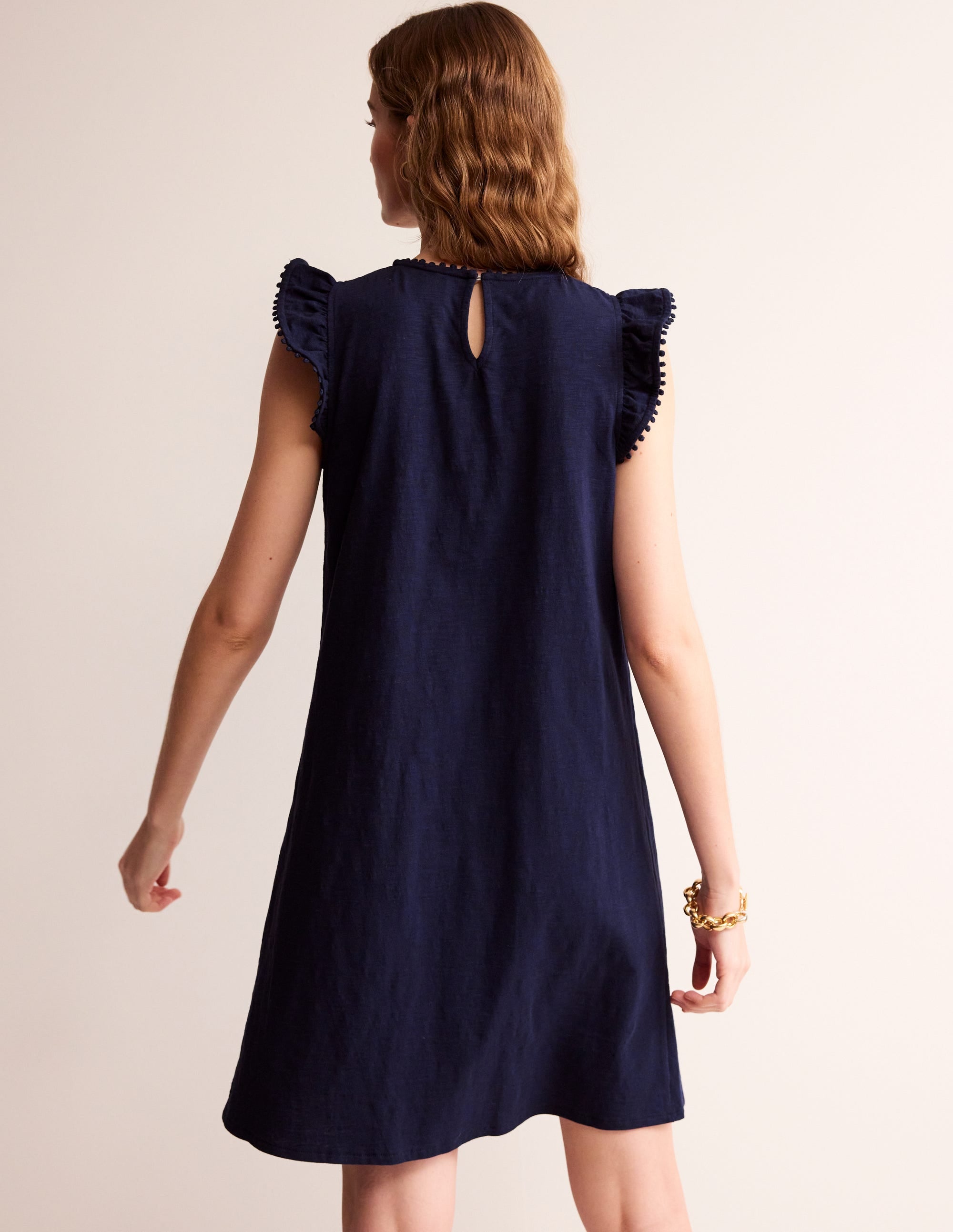  Georgina Pom Ruffle Dress-Navy、mySite、ashleygrahame
