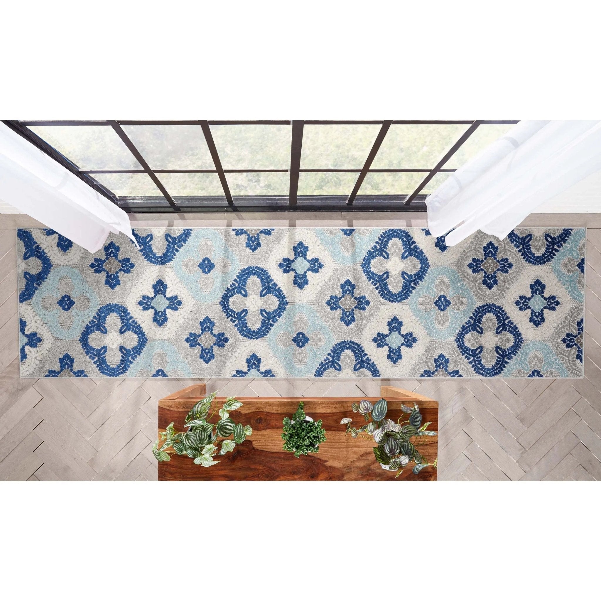 Loewy Modern Geometric Indoor/Outdoor Blue High-Low Rug、mySite、gigharbornorthrealestate