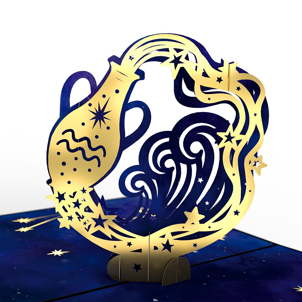 Aquarius Zodiac Birthday Pop-Up Card and Sentiment Set、mySite、solidvoid