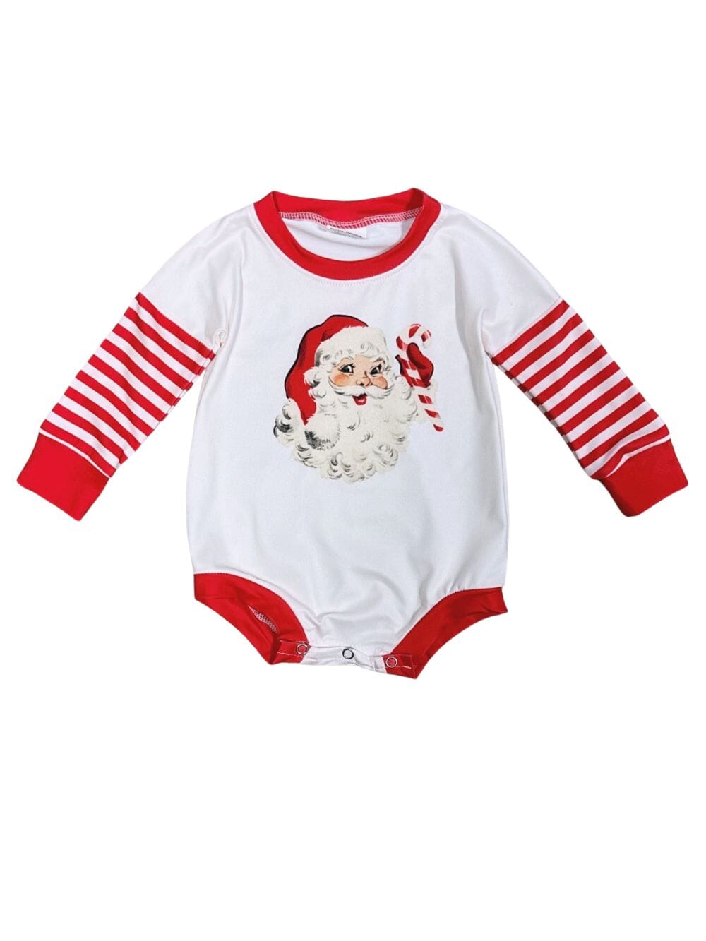 Santa Claus Red Stripe Long Sleeve Baby Bubble Romper、mySite、camillekostekn