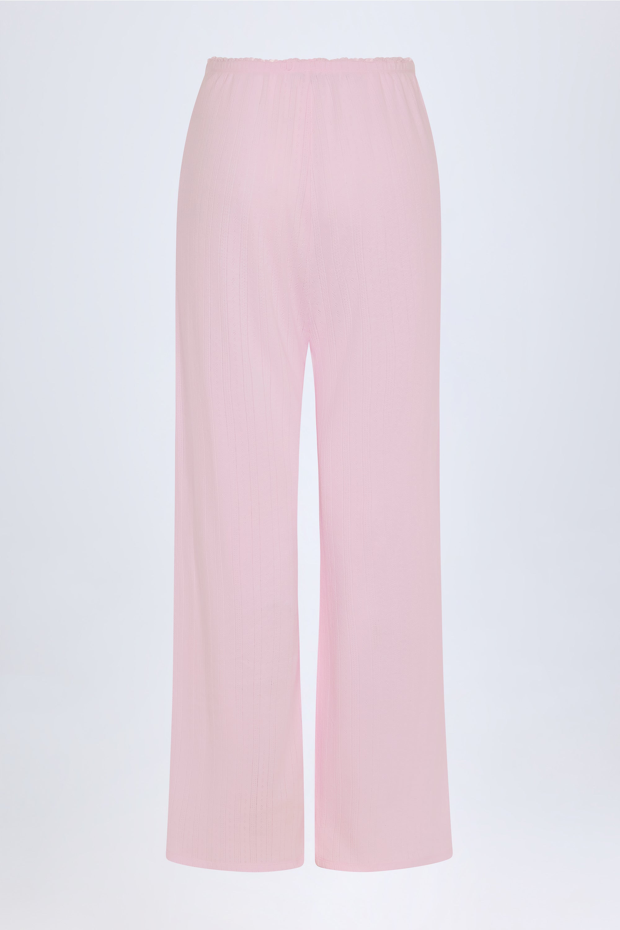  Pointelle Mid-Rise Straight-Leg Trousers in Baby Pink、mySite、sugarbowlscore