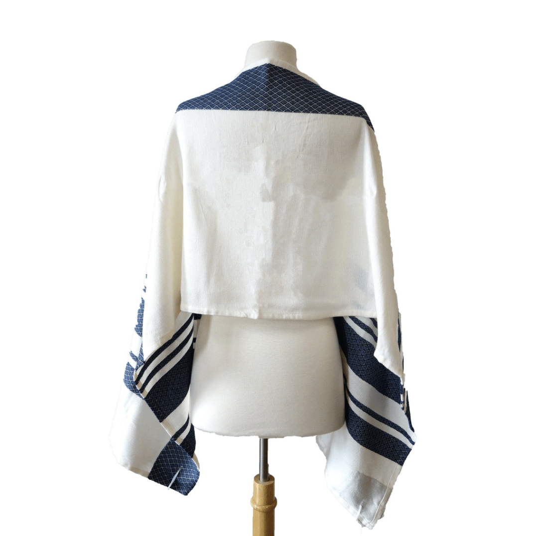 Navy Stripes Traditional Woven Tallit by Advah Designs、mySite、topwebapps