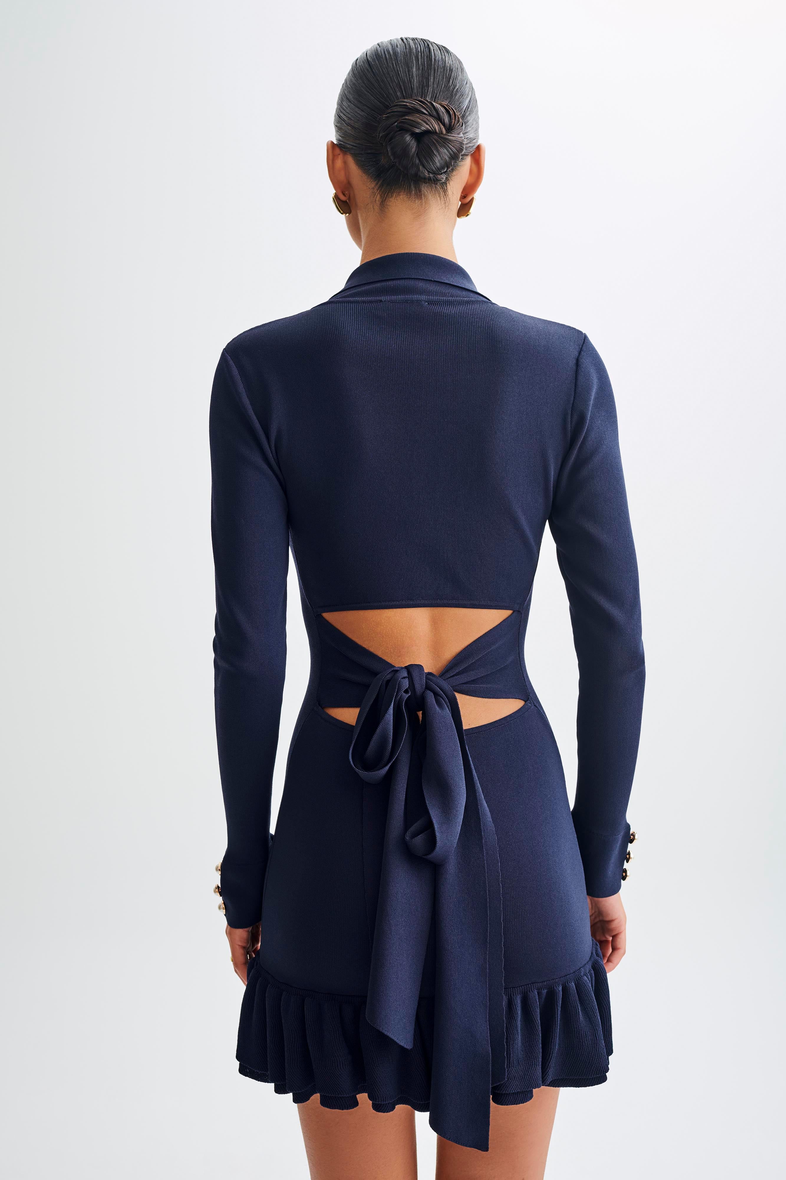 Pareesa Frill Mini Dress - Navy、mySite、solidvoid