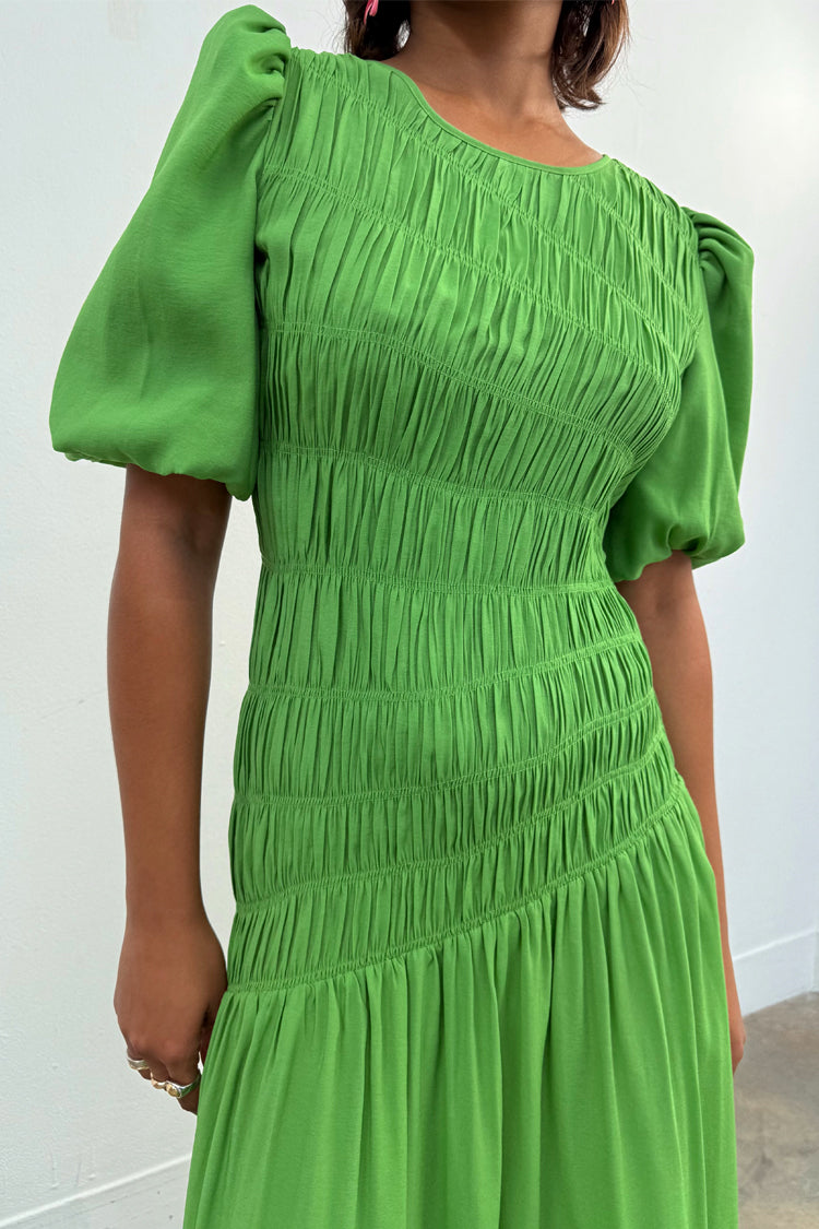 Green Shirred Nara Dress、mySite、solidvoid