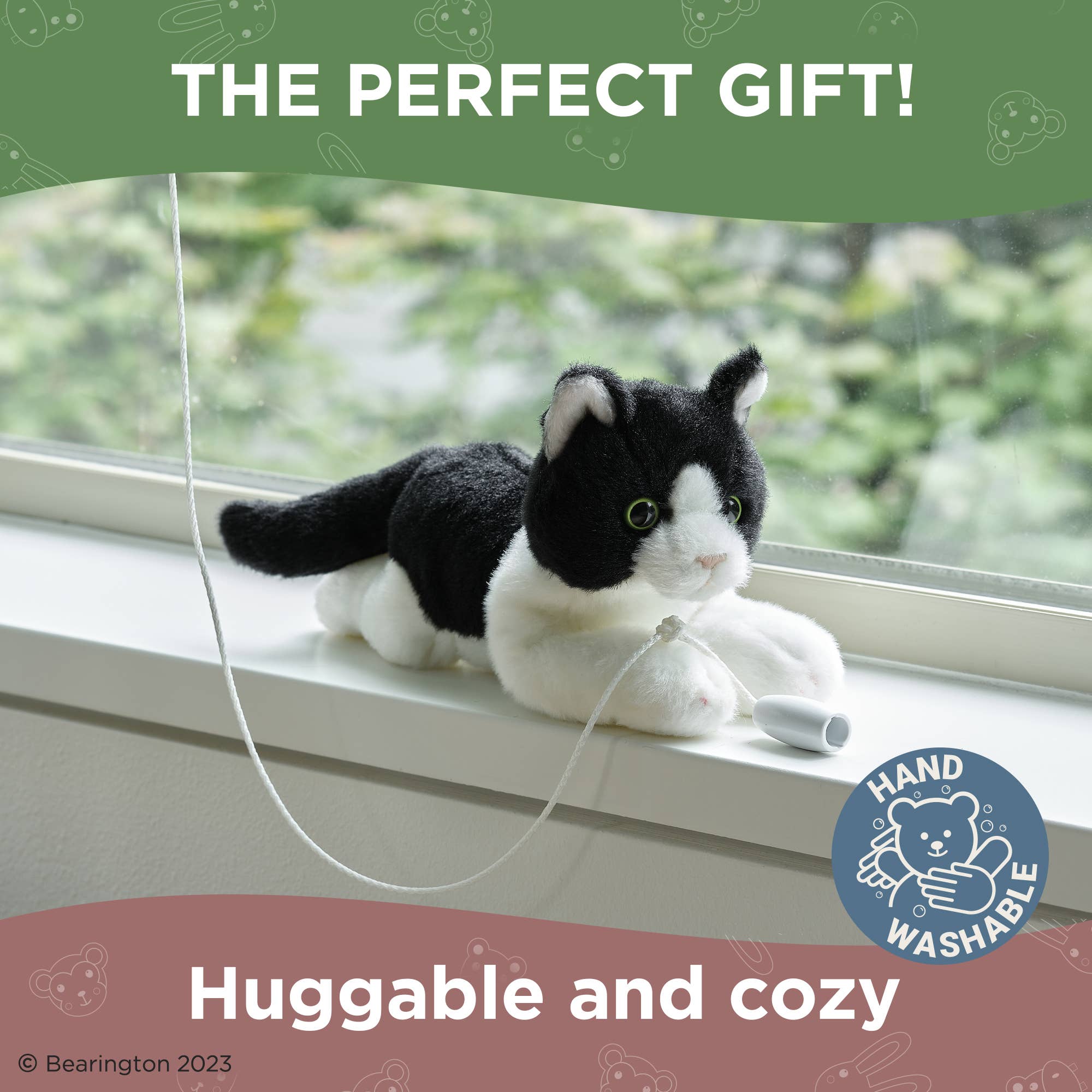 Black & White Cat Small Floppy Kitty Cat by Bearington Collection -、mySite、g9winljtr