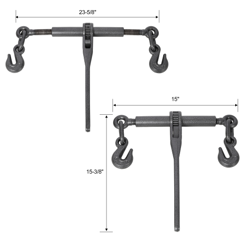 Heavy duty 3/8" – 1/2" Ratchet Binders, 9200lbs Working Load breaking, G70 Hooks Adjustable Length, 4-Pack, Red、、eastwooduniform