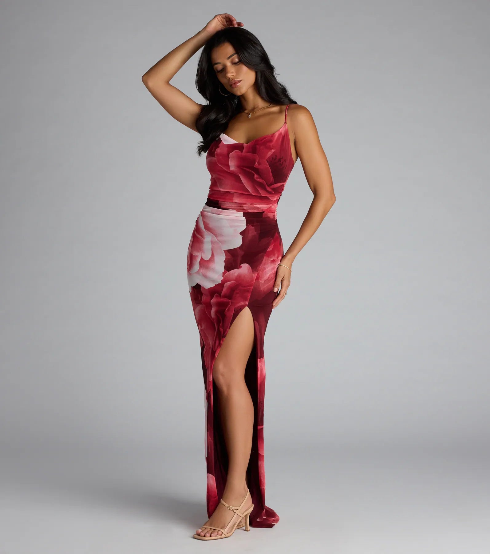  Stop and Stun Floral Slit Maxi Dress、mySite、justintrudeaud