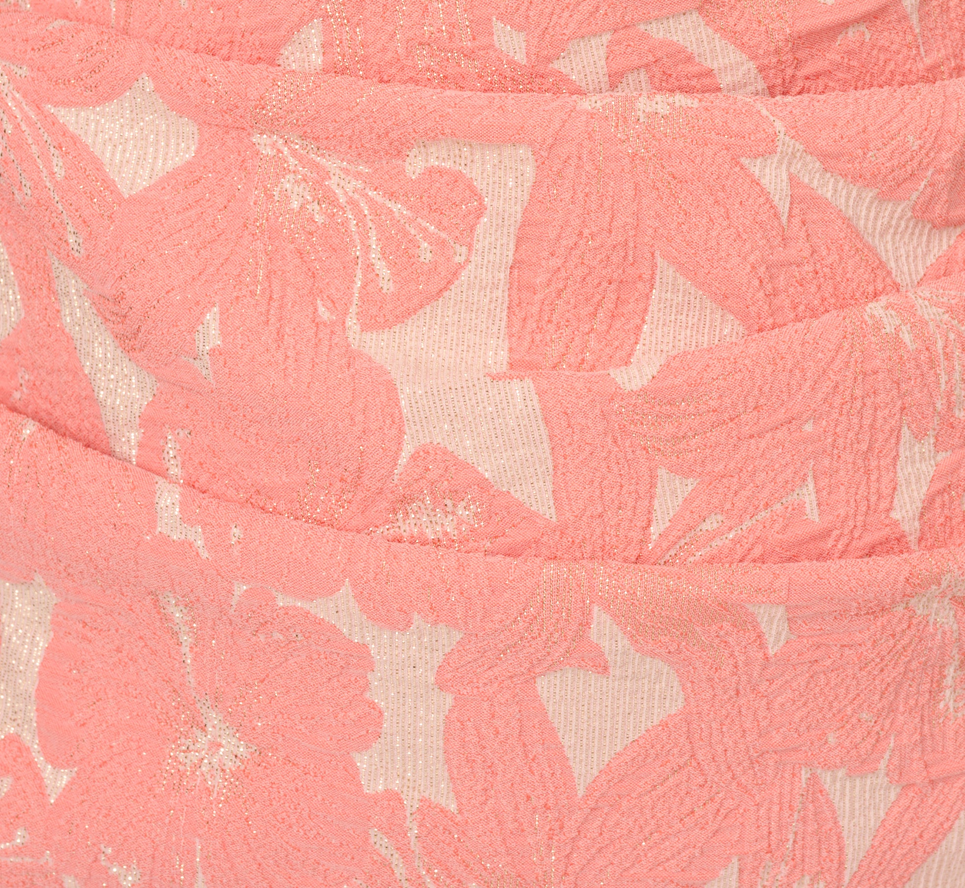 Plus Size Hibiscus Jacquard Sheath Dress With Tucked Details In Light Coral、mySite、solidvoid