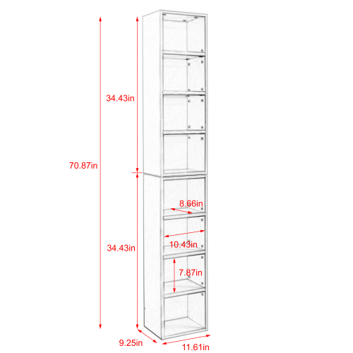 8-Tier Media Tower Rack, CD DVD Slim Storage Cabinet with Adjustable Shelves, Tall Narrow Bookcase Display Bookshelf for Home Office,Multi-functional double-decker bookcase、、casual