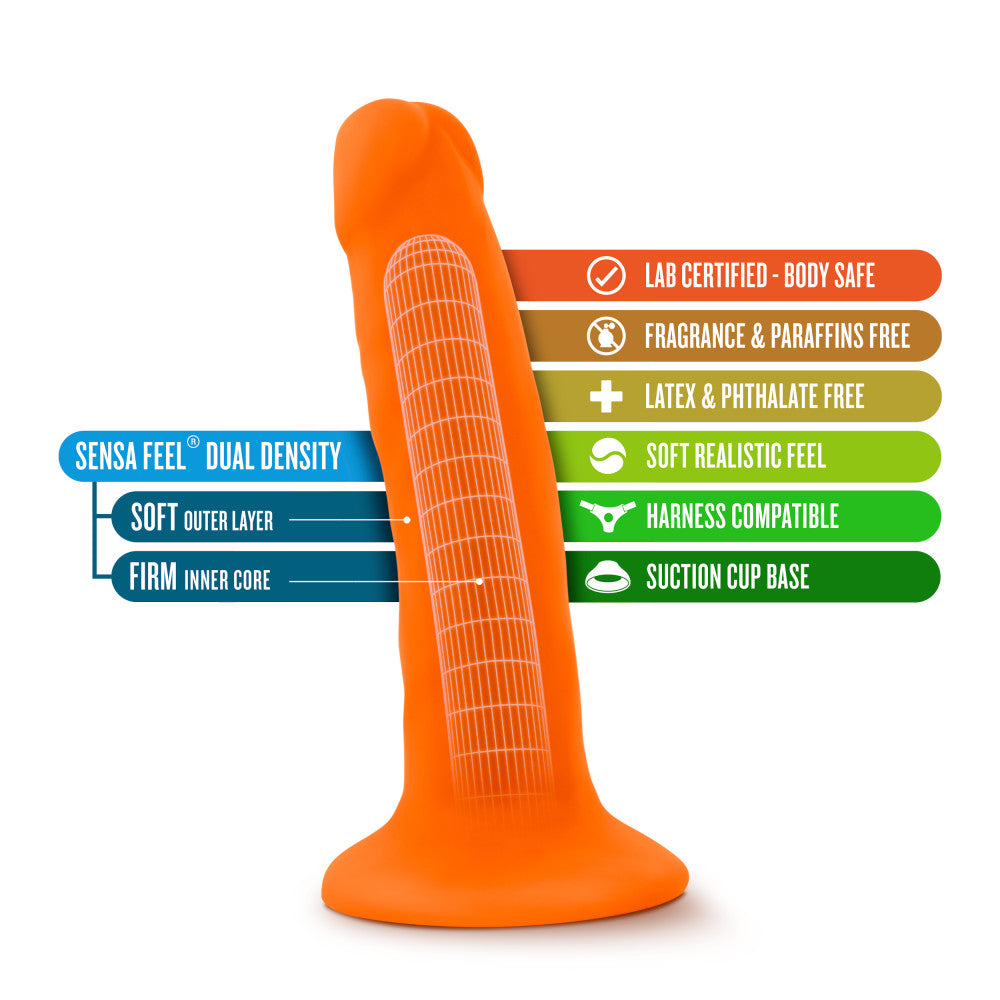 Neo By Blush® | Realistic Neon Orange 6-Inch Long Dildo With Suction Cup Base、mySite、bottomscart
