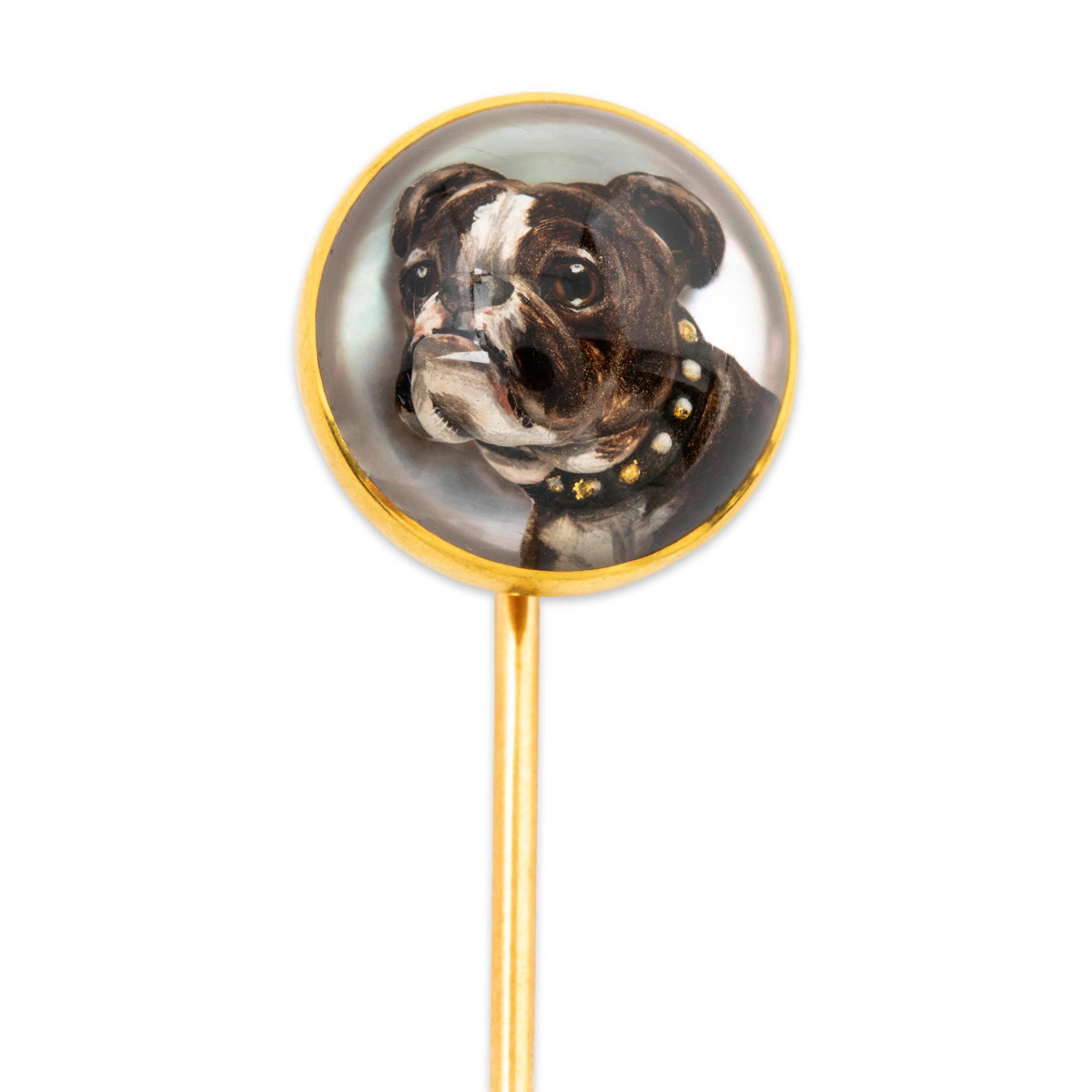 High Quality Antique 14k Yellow Gold Essex Crystal Boxer Dog Stick Pin、mySite、hinf8tx79