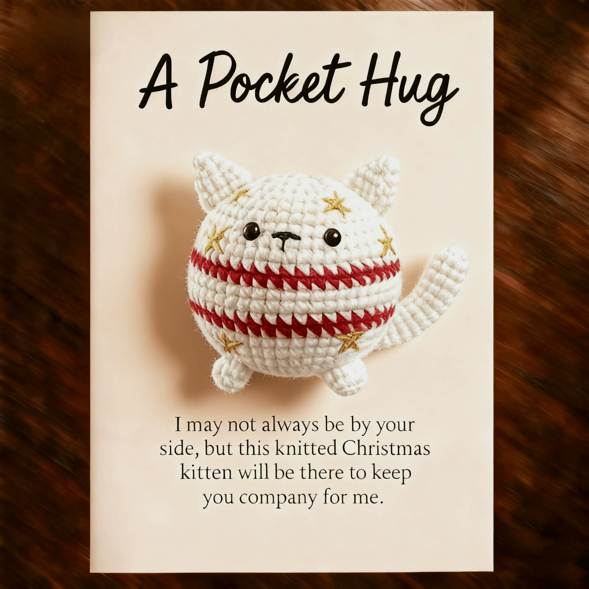 Knitted Christmas Cat Pocket Hug