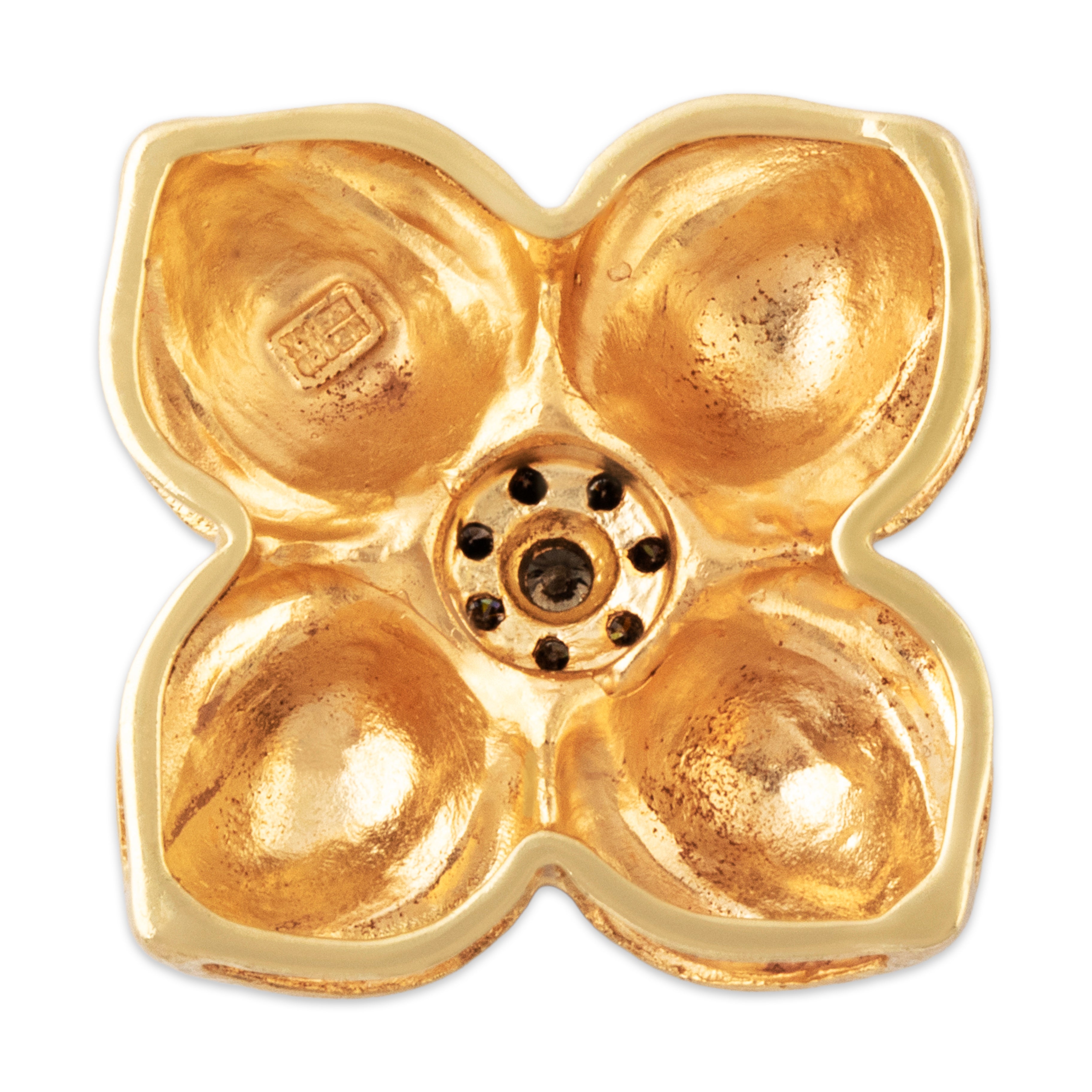 Vintage 14k Yellow Gold Champagne Diamond Floral Slide Pendant、mySite、hinf8tx79